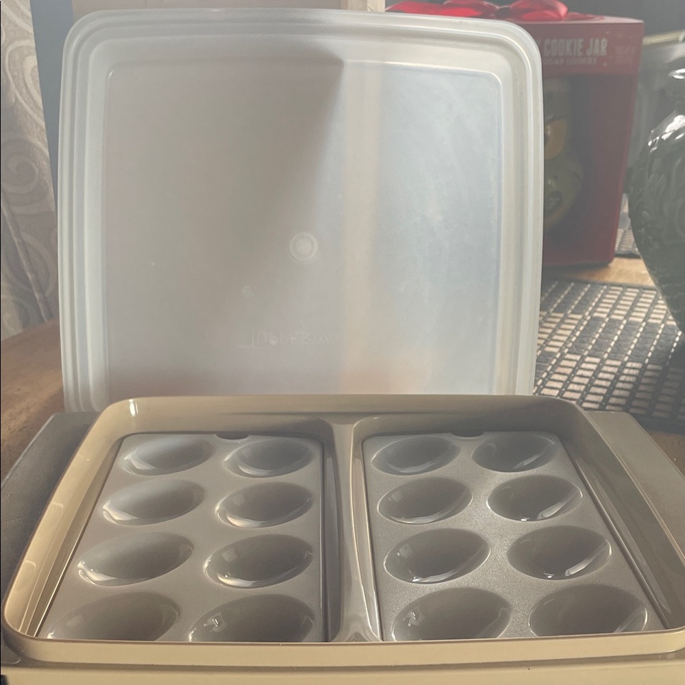 Vintage Tupperware Deviled Egg Tray w Lid. Removeable Trays  Holds 18 half eggs